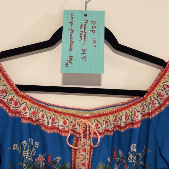 Umgee USA Blue Floral Bell Sleeve Off Shoulder Mini Dress M - Picture 8 of 8